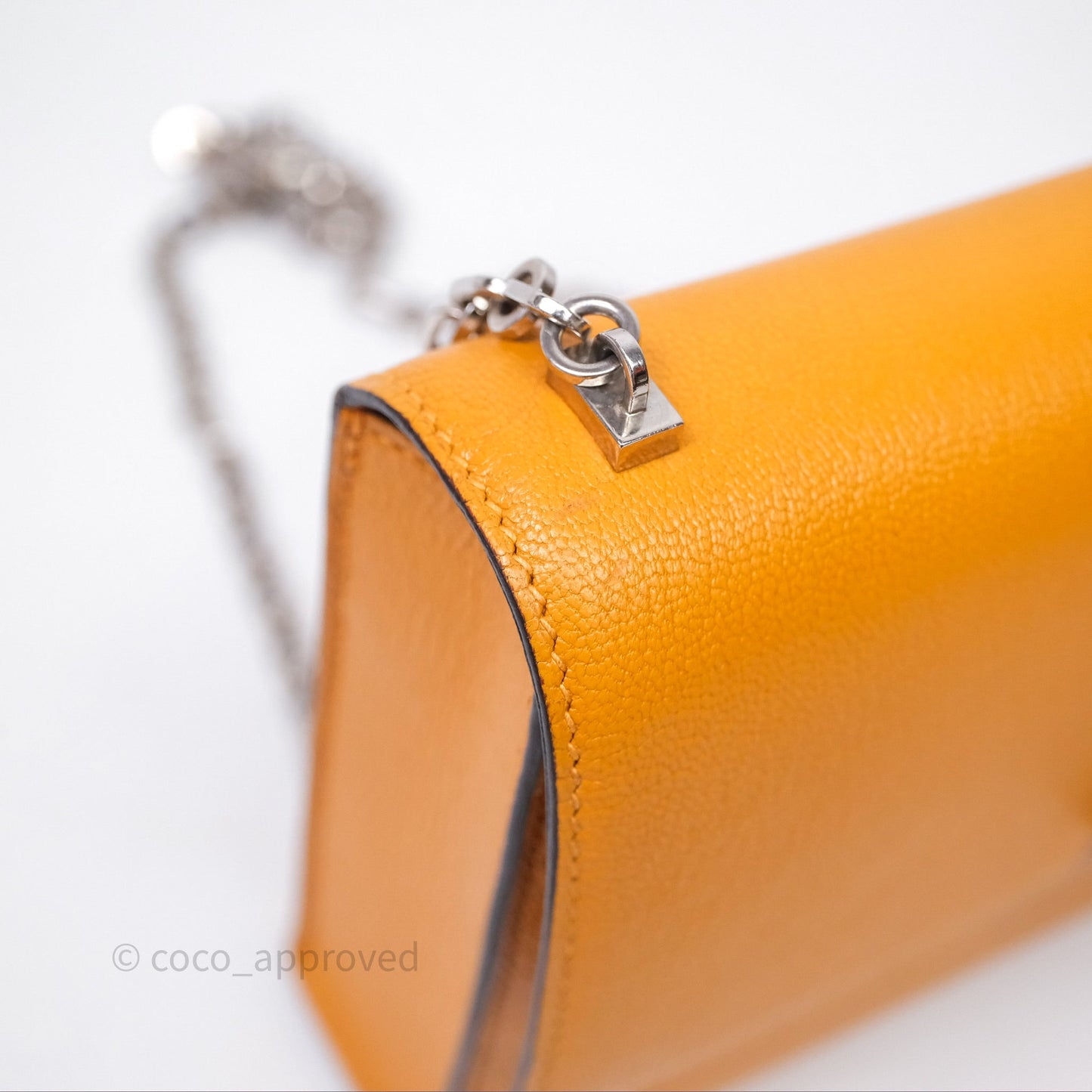 Hermes Mini Verrou Chaine Bag Chevre Mysore Toffee 1H Palladium Hardware
