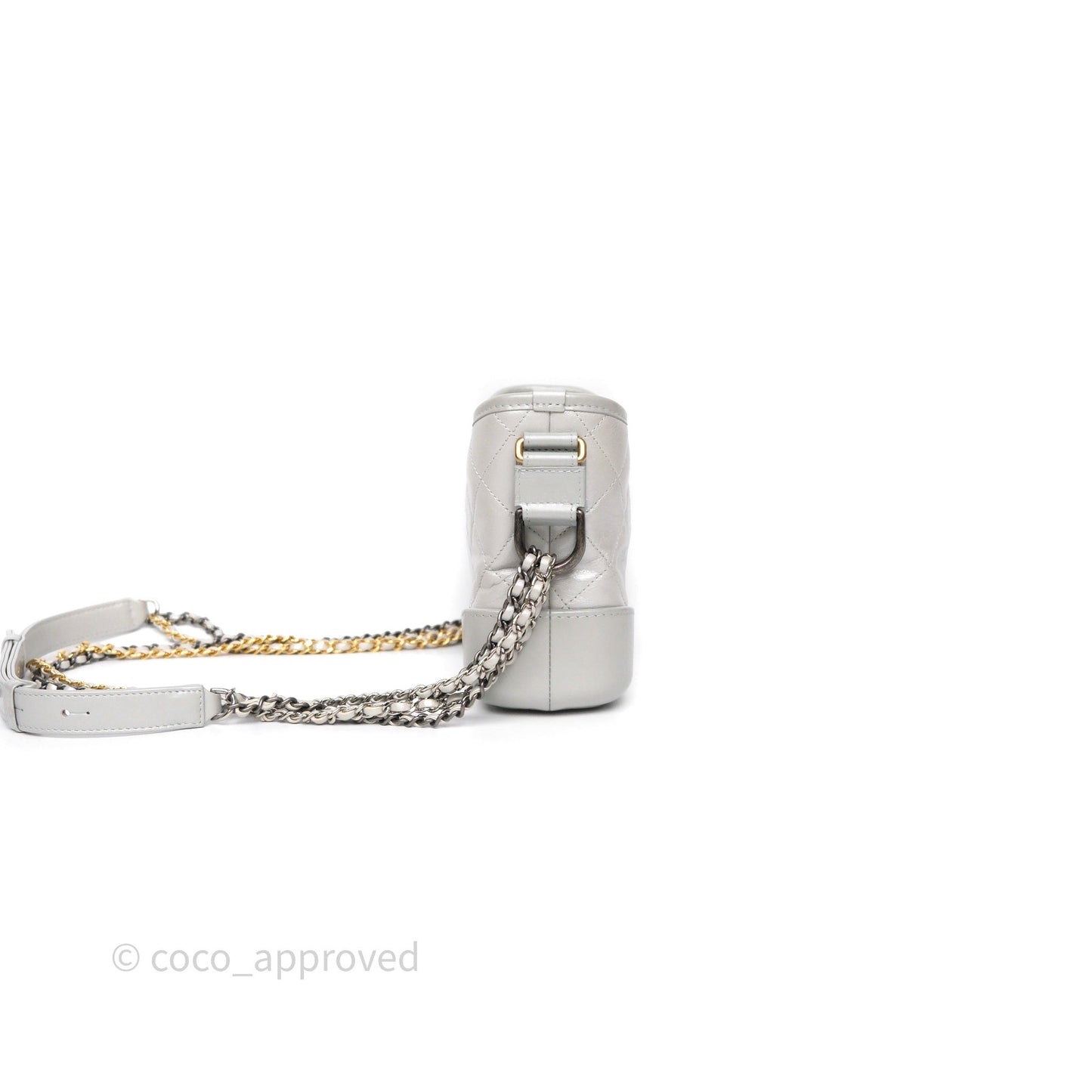 Chanel Small Gabrielle Hobo Quilted Pearly Iridescent Silver Aged Calfskin