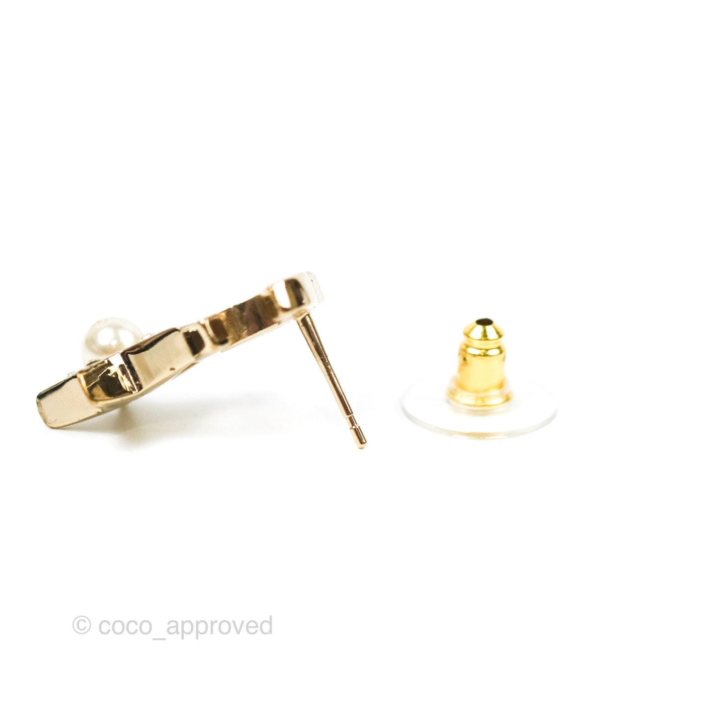 Chanel Crystal CC Star & Heart Pearl Earrings Gold Tone 19B