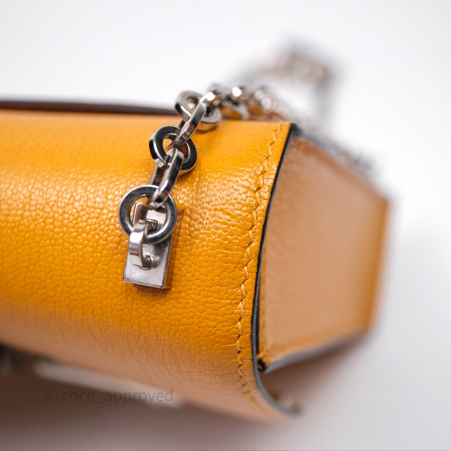 Hermes Mini Verrou Chaine Bag Chevre Mysore Toffee 1H Palladium Hardware