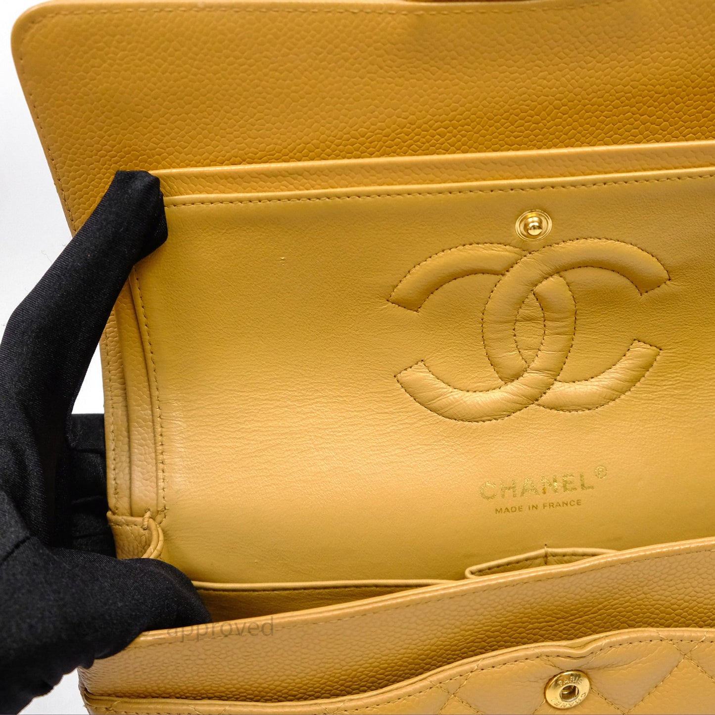 Chanel Medium Quilted  Flap Vintage Dark Beige Caviar 24K Gold Hardware