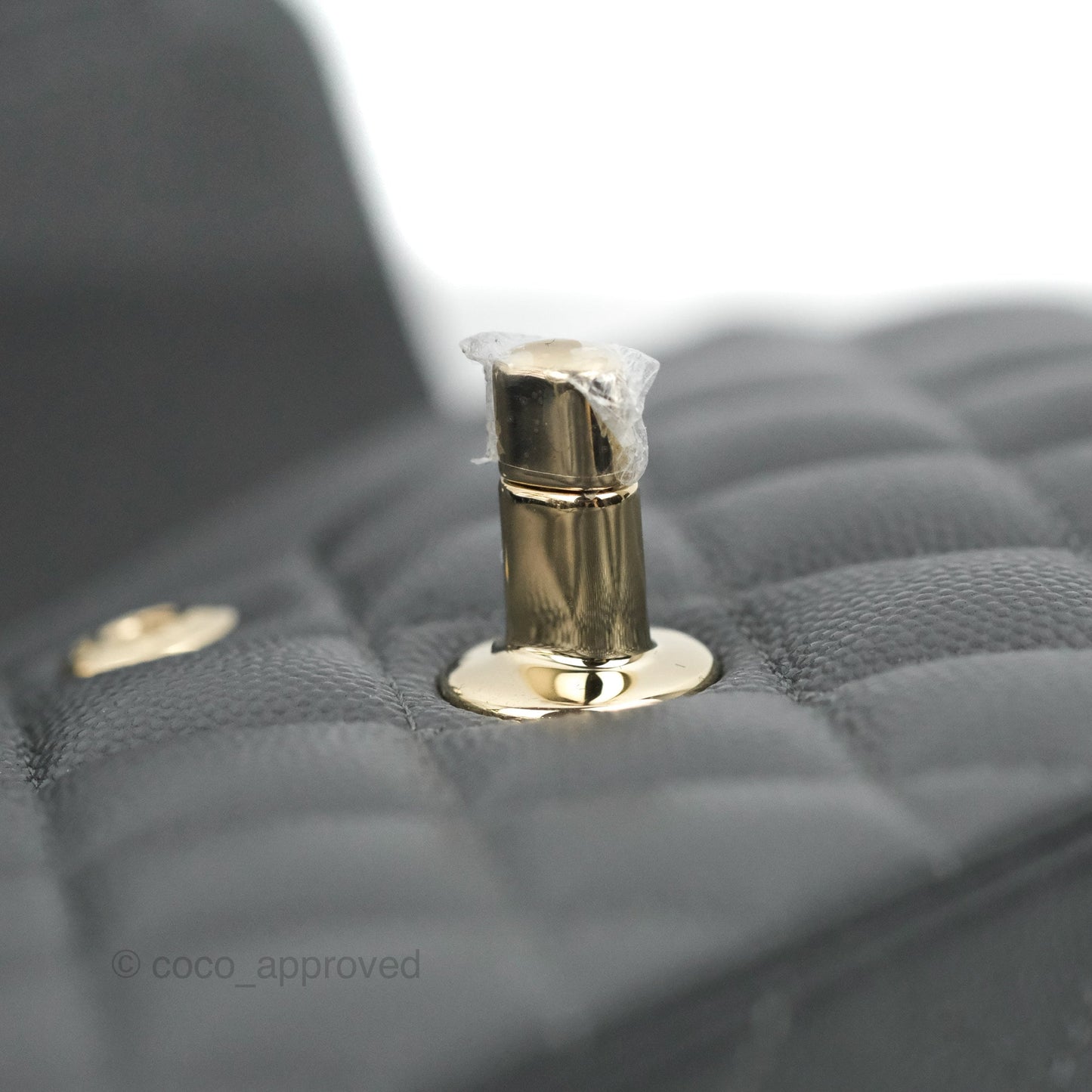 Chanel Small Classic Quilted Flap Dark Grey Caviar Gold Hardware