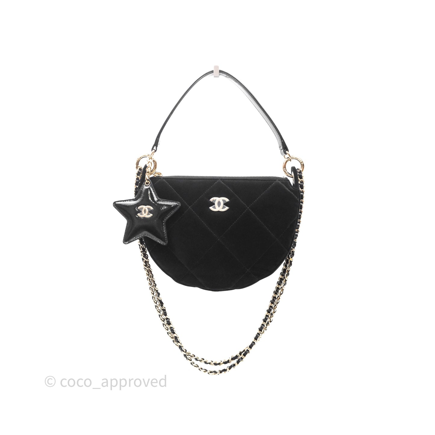 Chanel Clutch With Chain Velvet Effect Nylon Aged Gold Hardware