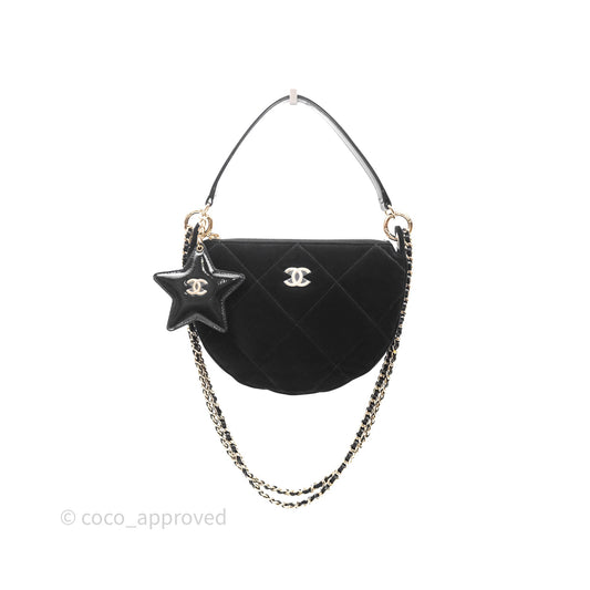 Chanel Clutch With Chain Velvet Effect Nylon Aged Gold Hardware