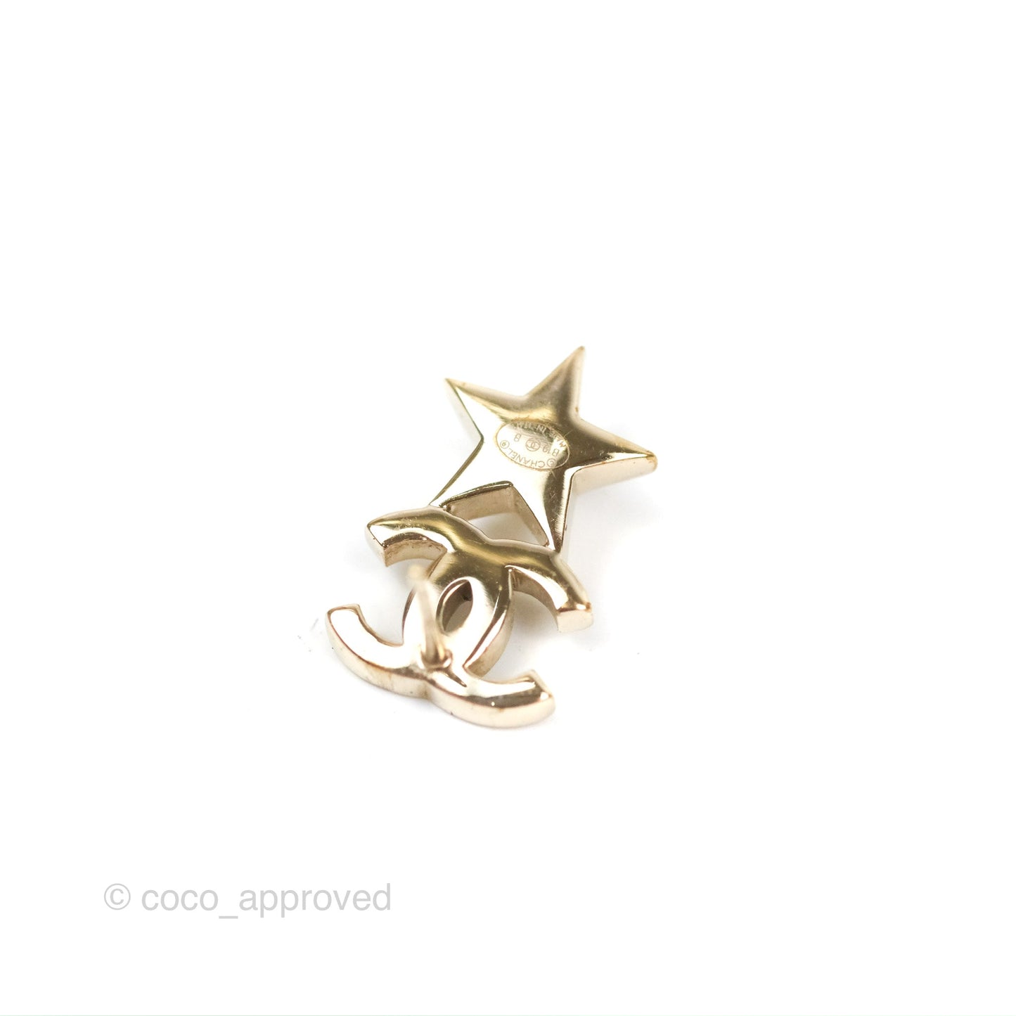 Chanel Crystal CC Star & Heart Pearl Earrings Gold Tone 19B