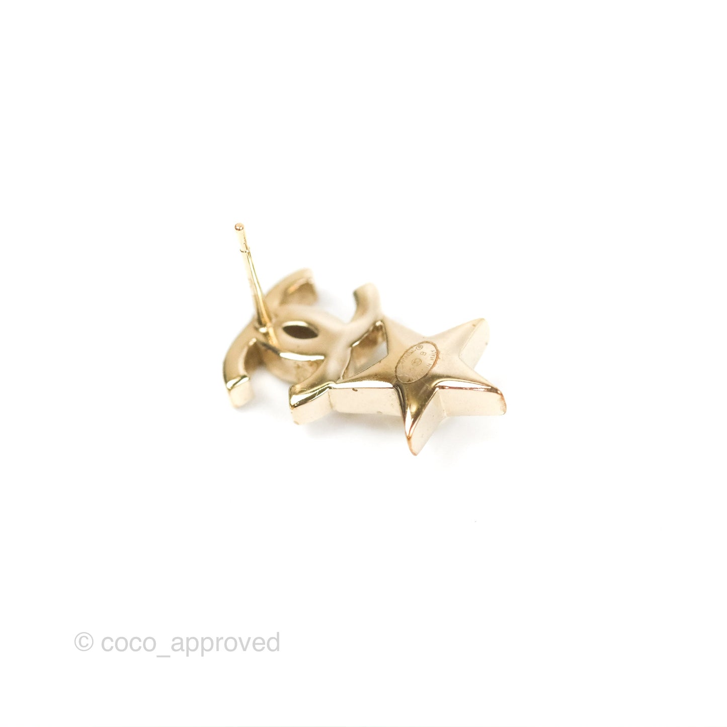 Chanel Crystal CC Star & Heart Pearl Earrings Gold Tone 19B