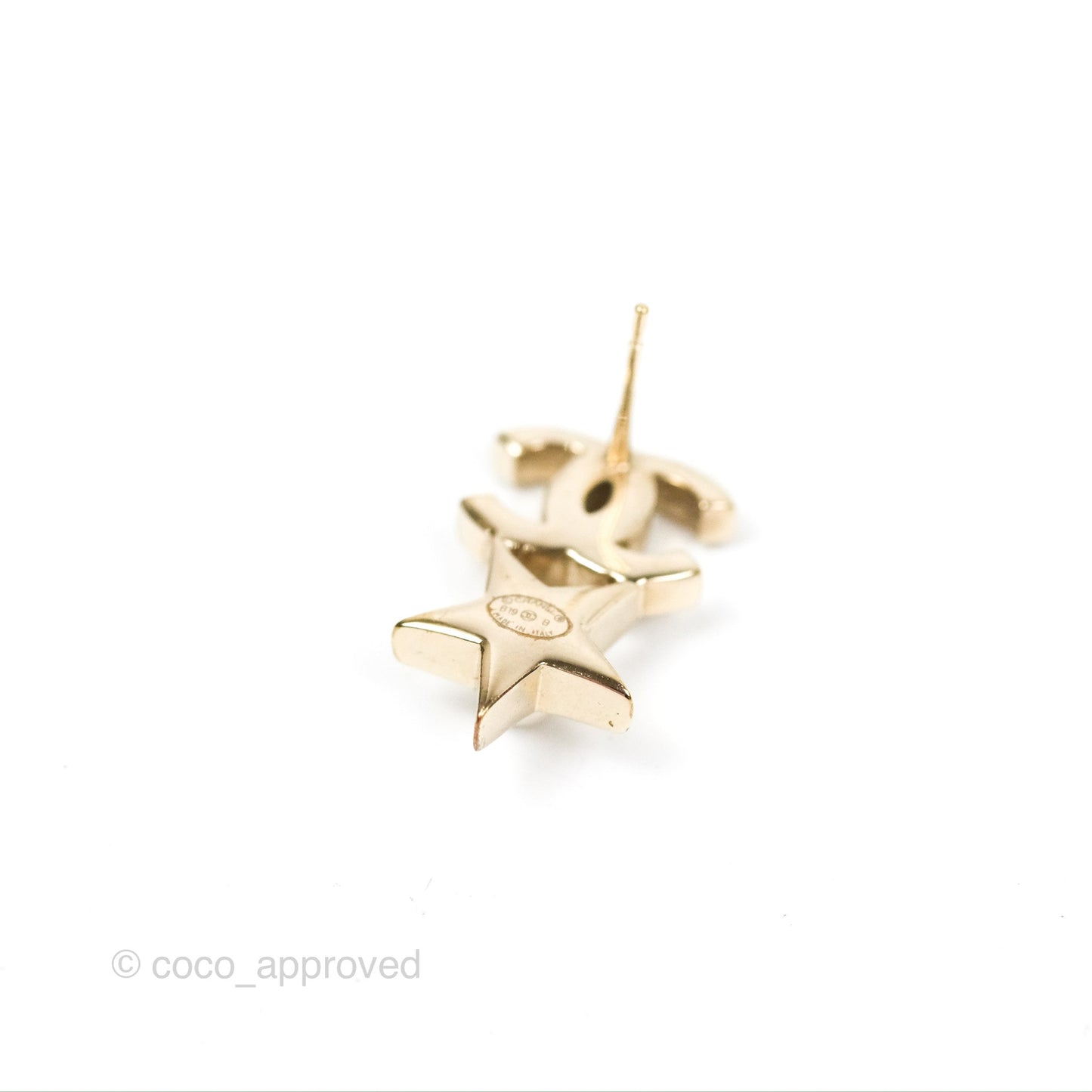Chanel Crystal CC Star & Heart Pearl Earrings Gold Tone 19B
