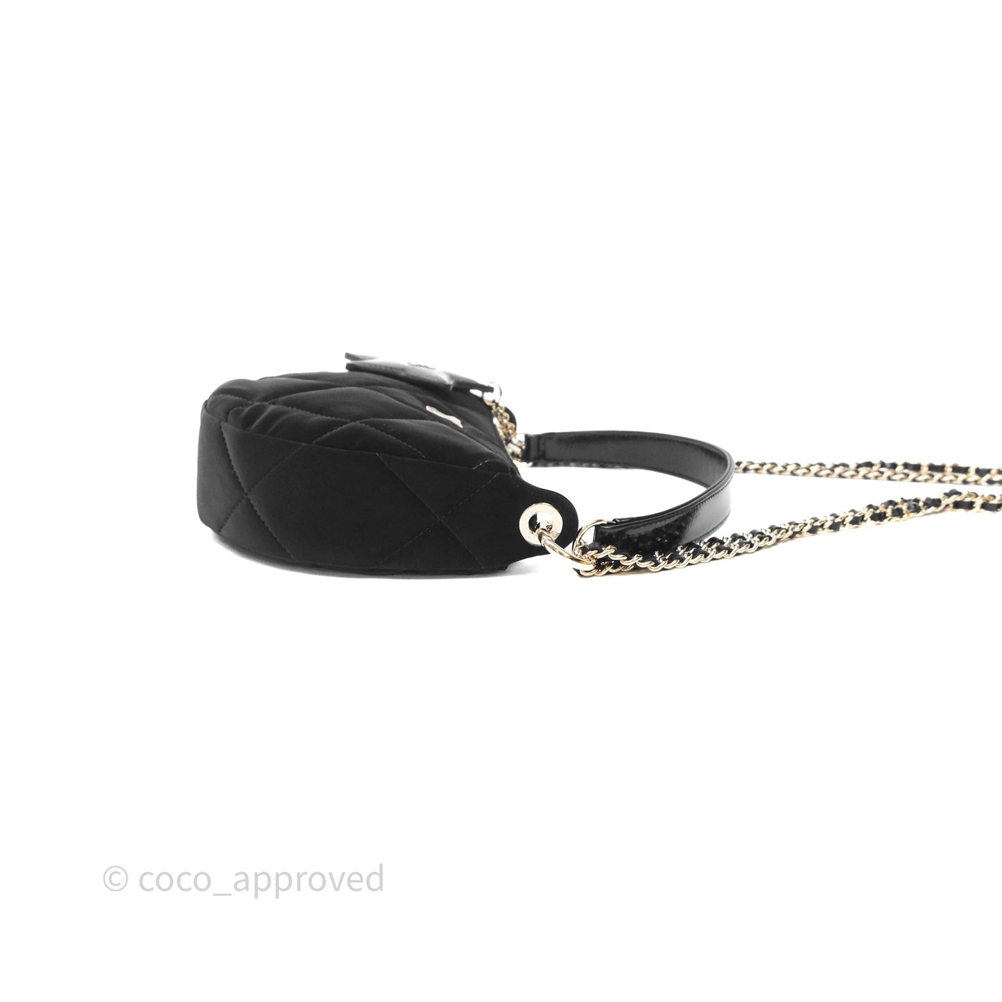 Chanel Clutch With Chain Velvet Effect Nylon Aged Gold Hardware