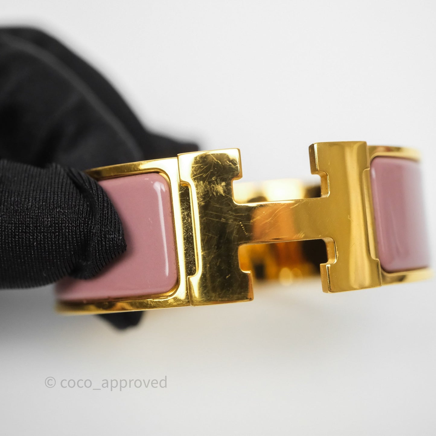 Hermès Clic Clac H Bracelet Bois de Rose G5 Gold PM