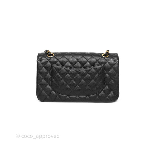 Chanel Classic M/L Medium Flap Quilted Black Caviar Gold Hardware
