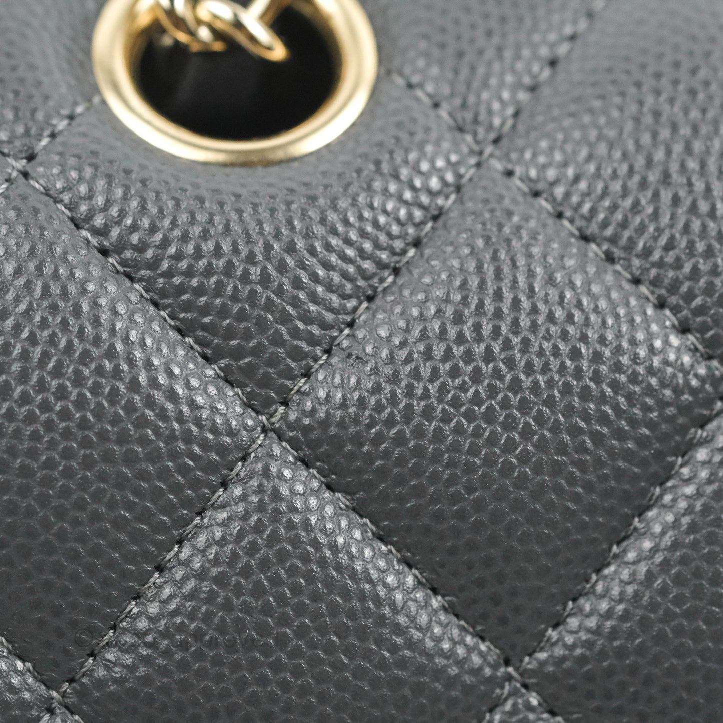 Chanel Small Classic Quilted Flap Dark Grey Caviar Gold Hardware