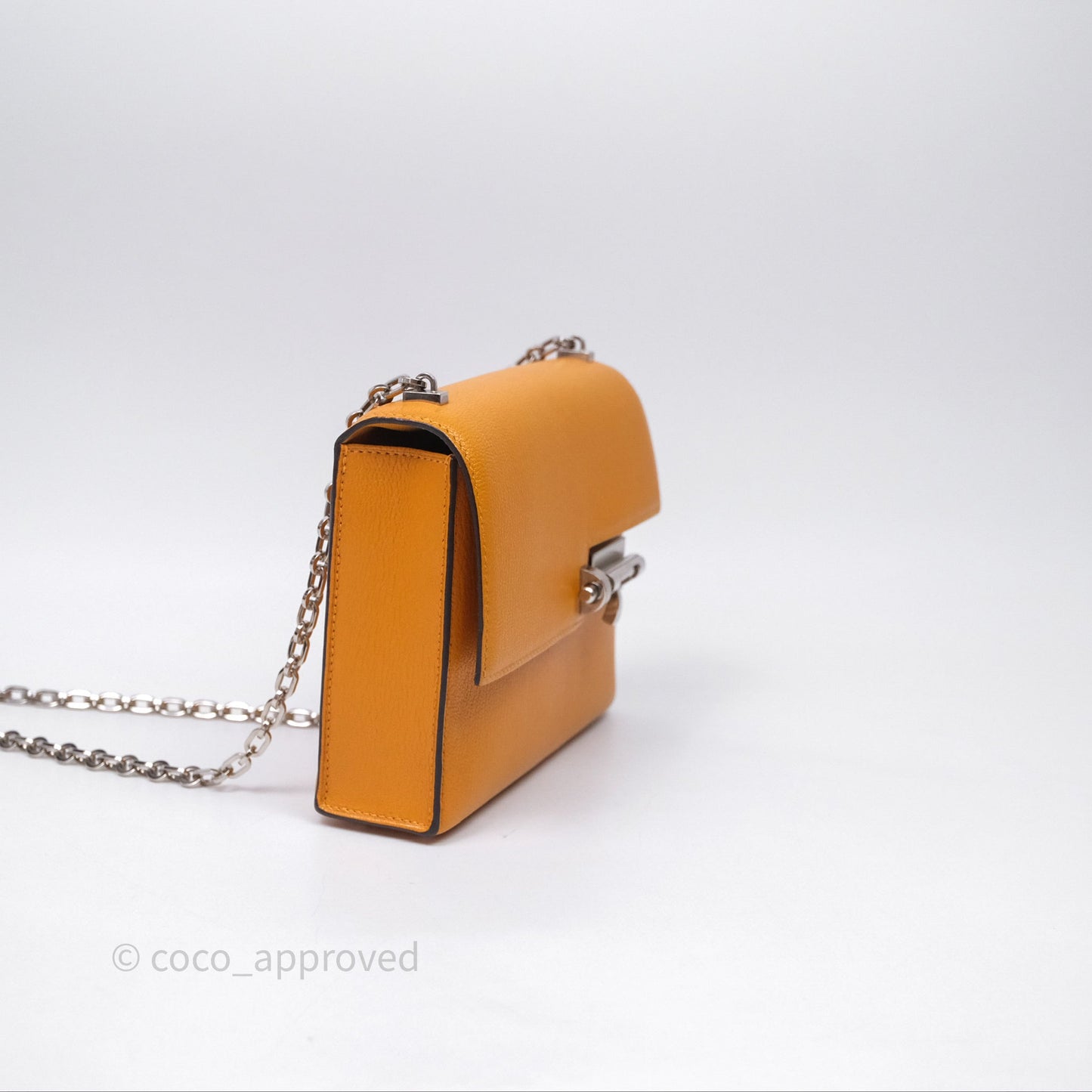 Hermes Mini Verrou Chaine Bag Chevre Mysore Toffee 1H Palladium Hardware