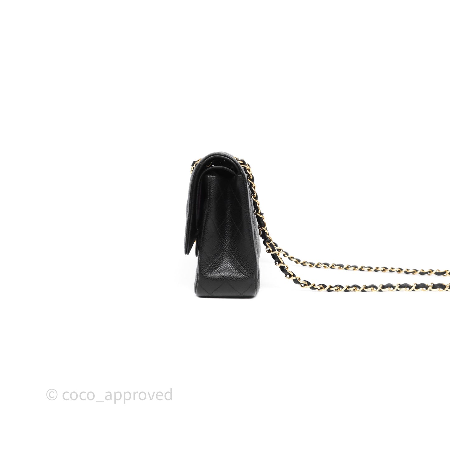 Chanel Classic M/L Medium Flap Quilted Black Caviar Gold Hardware