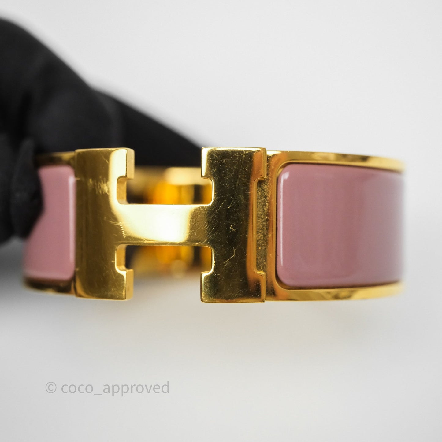 Hermès Clic Clac H Bracelet Bois de Rose G5 Gold PM