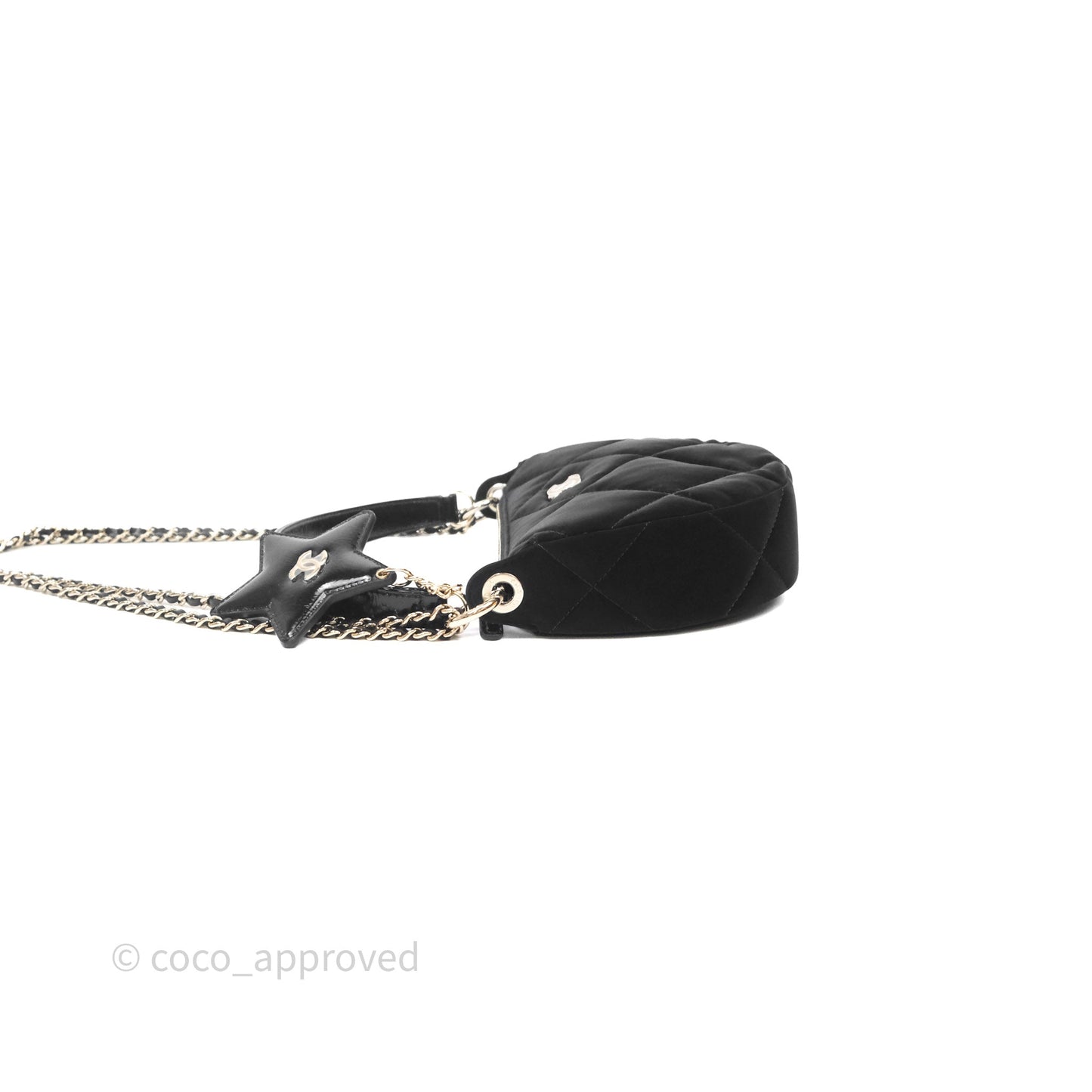 Chanel Clutch With Chain Velvet Effect Nylon Aged Gold Hardware
