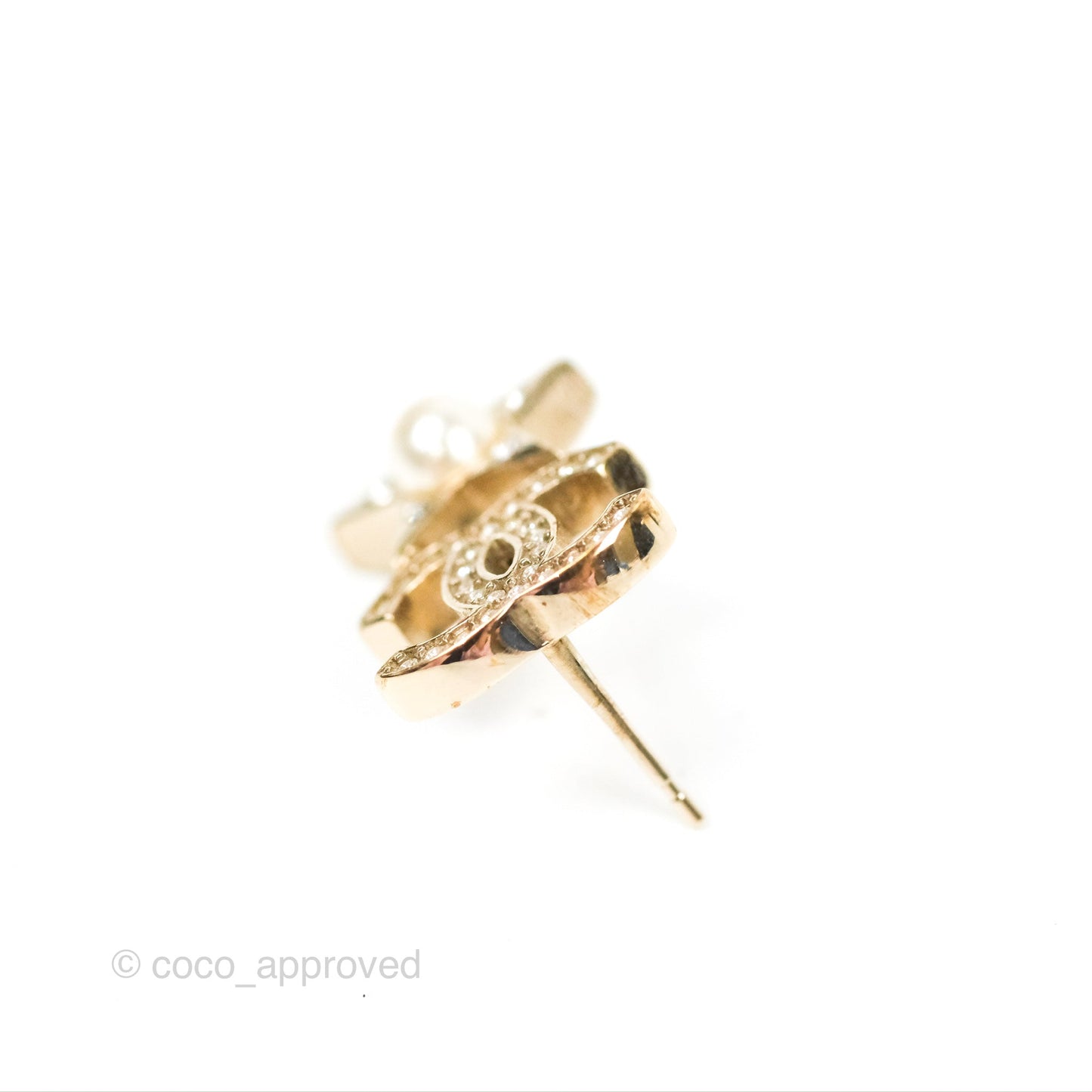 Chanel Crystal CC Star & Heart Pearl Earrings Gold Tone 19B