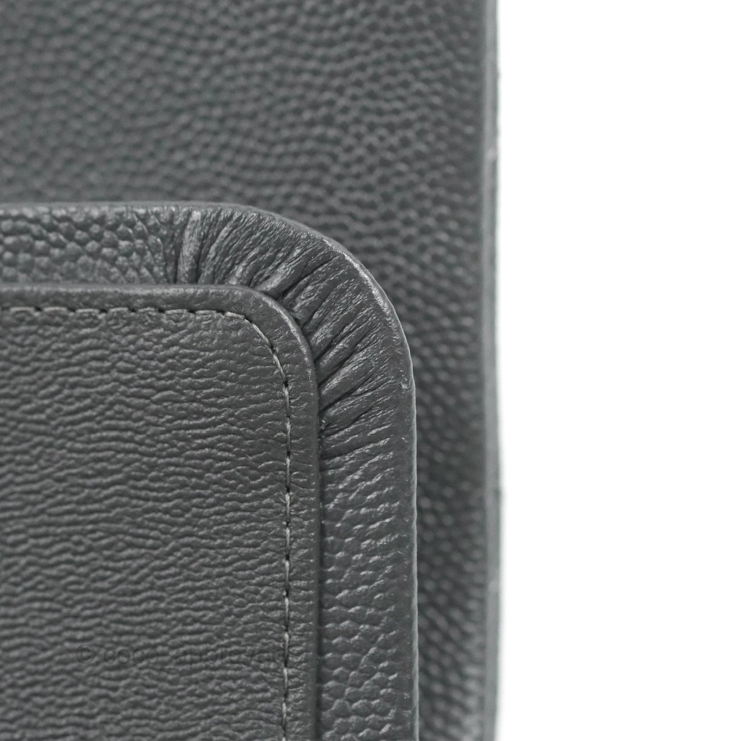 Chanel Small Classic Quilted Flap Dark Grey Caviar Gold Hardware