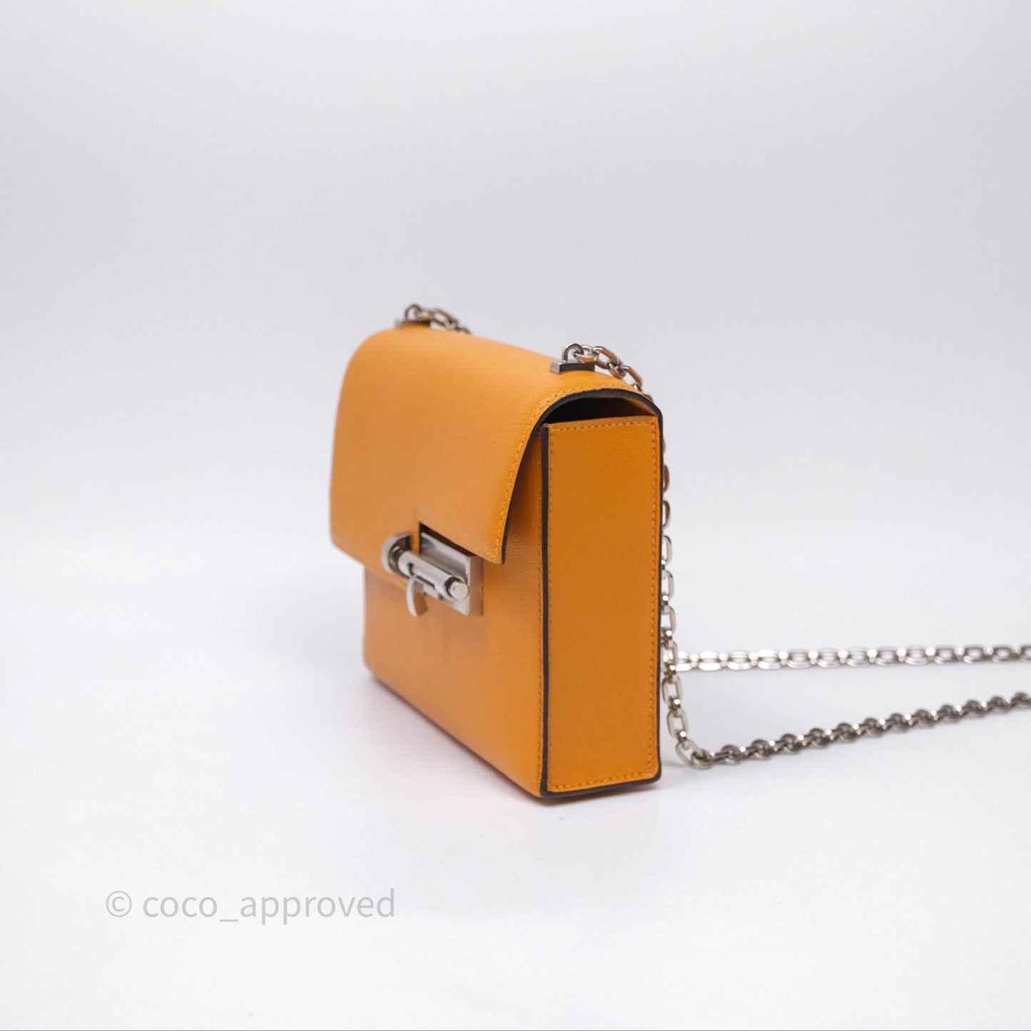 Hermes Mini Verrou Chaine Bag Chevre Mysore Toffee 1H Palladium Hardware
