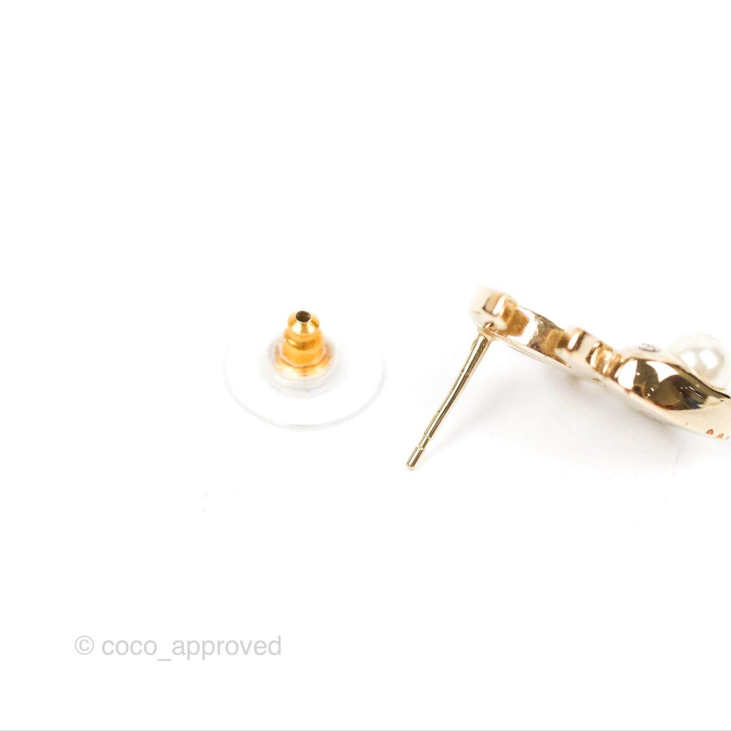 Chanel Crystal CC Star & Heart Pearl Earrings Gold Tone 19B