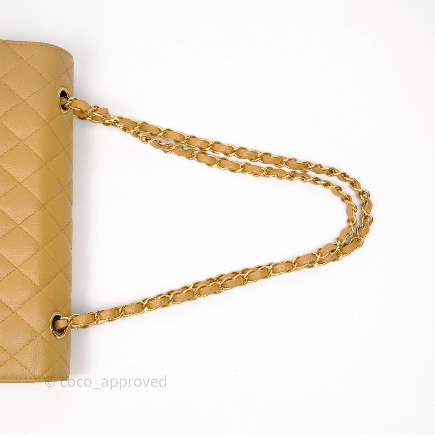 Chanel Medium Quilted  Flap Vintage Dark Beige Caviar 24K Gold Hardware