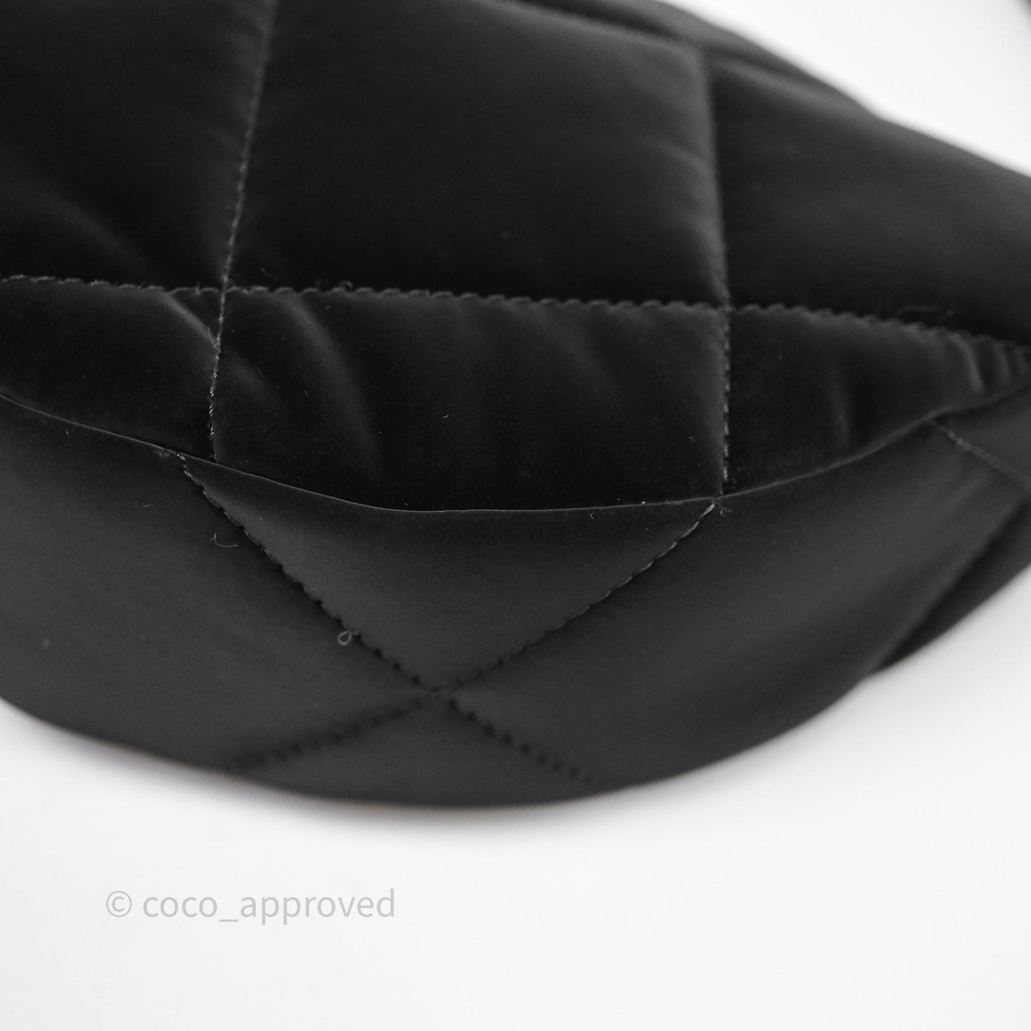 Chanel Clutch With Chain Velvet Effect Nylon Aged Gold Hardware