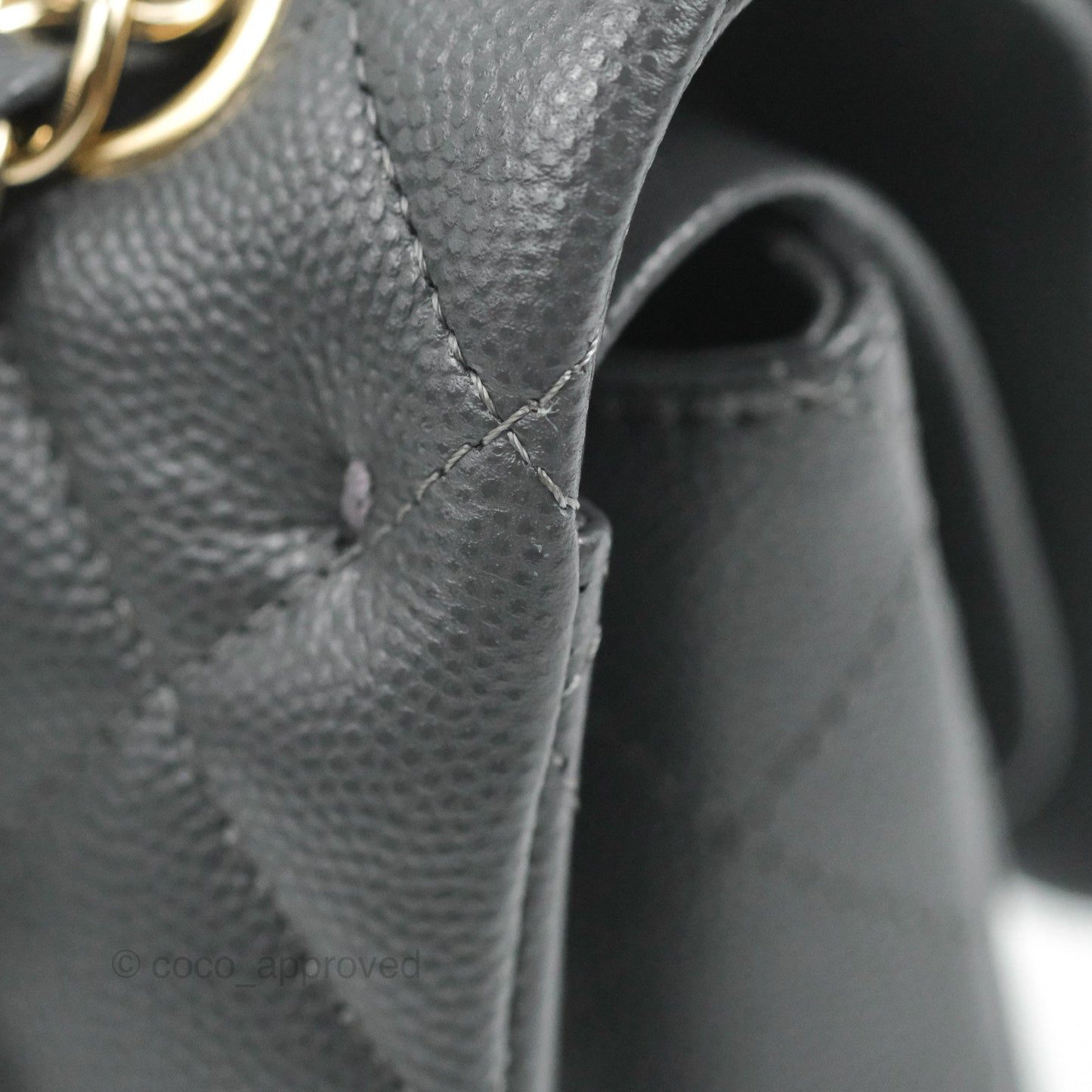 Chanel Small Classic Quilted Flap Dark Grey Caviar Gold Hardware