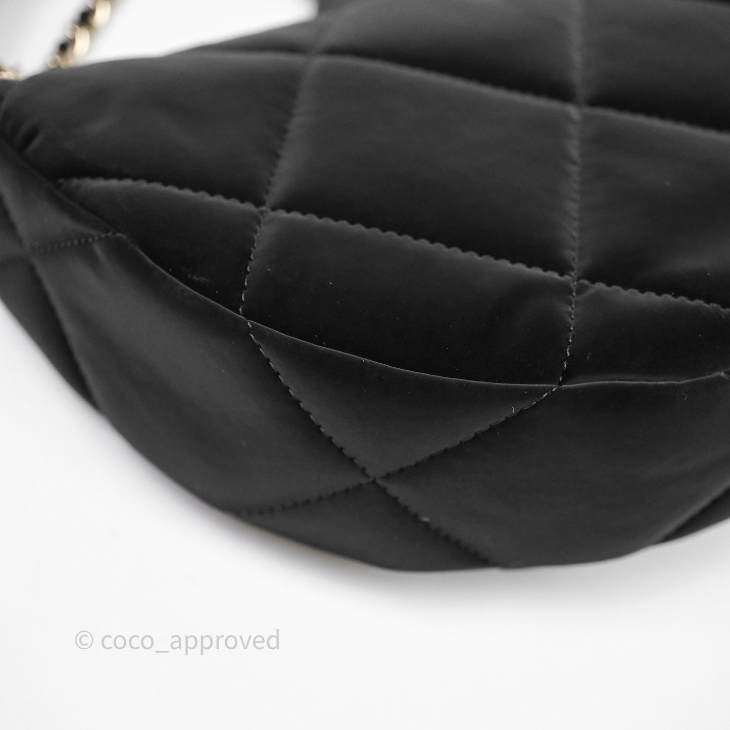 Chanel Clutch With Chain Velvet Effect Nylon Aged Gold Hardware
