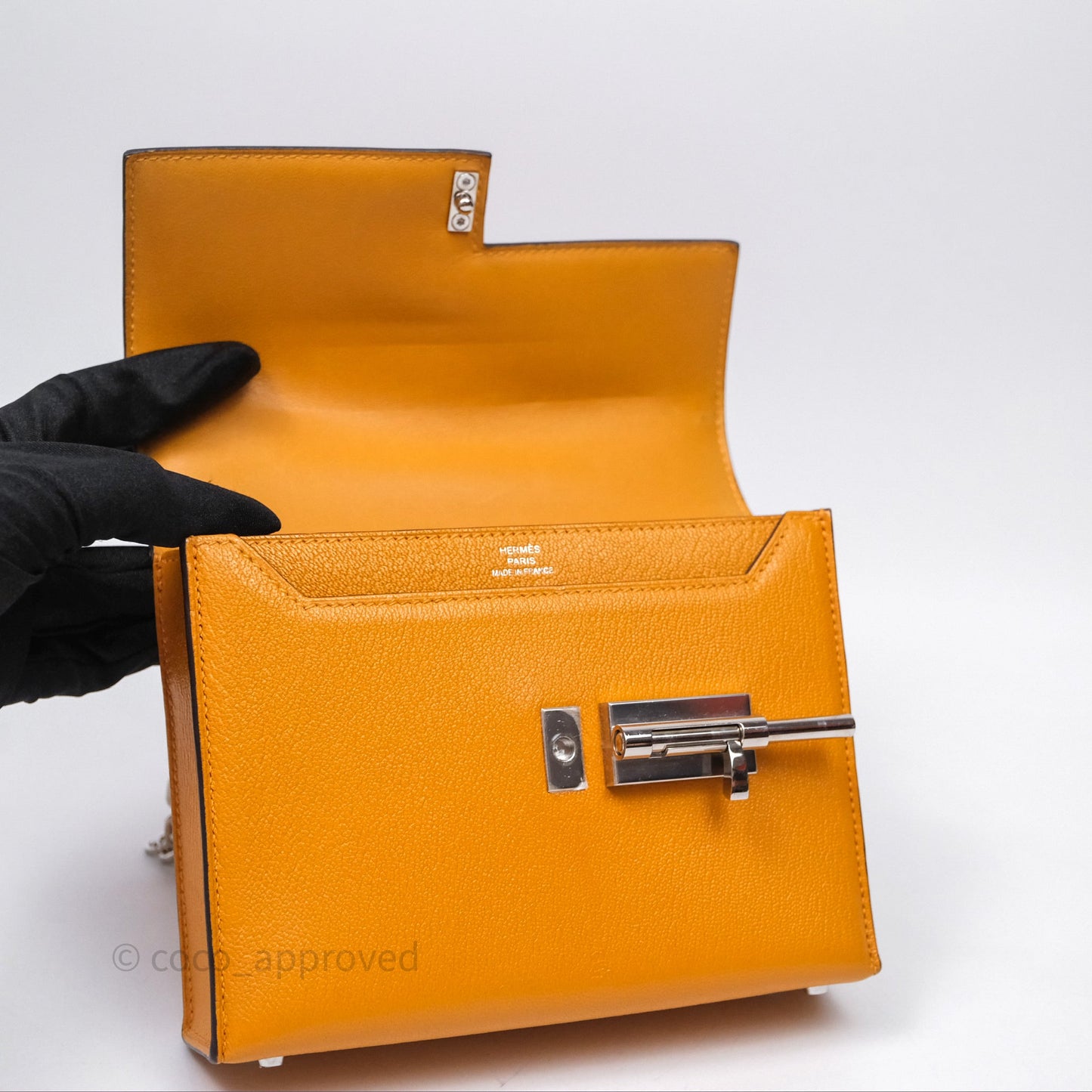 Hermes Mini Verrou Chaine Bag Chevre Mysore Toffee 1H Palladium Hardware