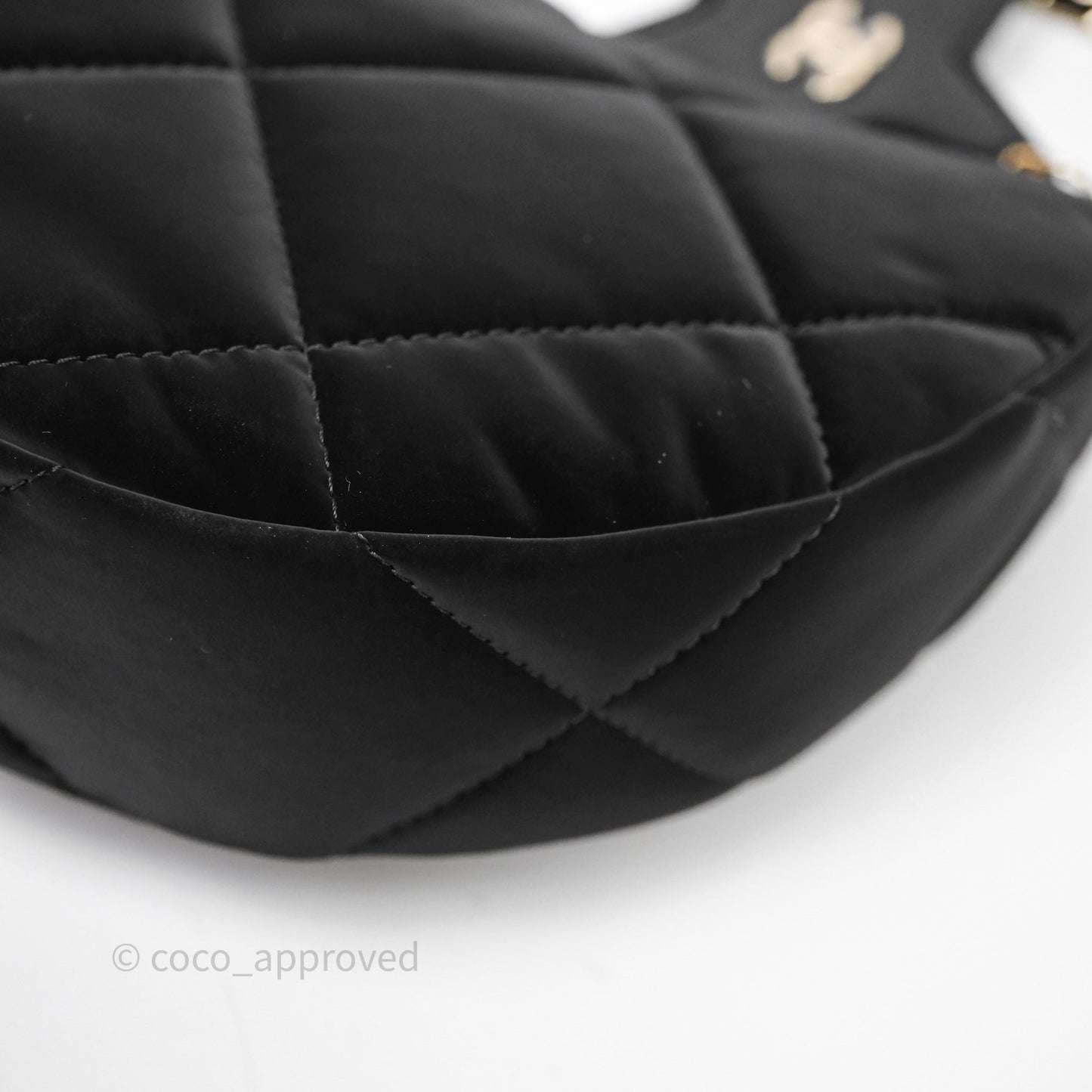 Chanel Clutch With Chain Velvet Effect Nylon Aged Gold Hardware