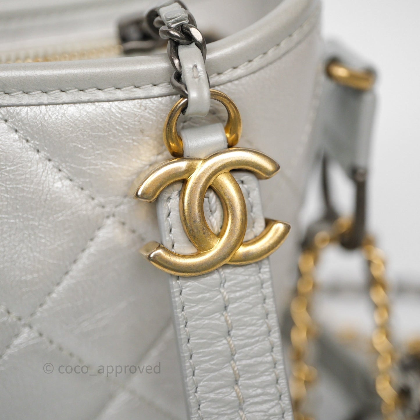 Chanel Small Gabrielle Hobo Quilted Pearly Iridescent Silver Aged Calfskin