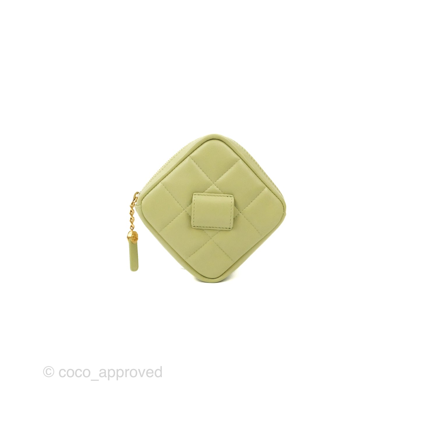 Chanel Diamond Belt Coin Purse Avocado Green Lambskin Gold Hardware