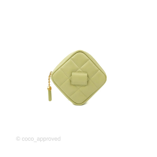 Chanel Diamond Belt Coin Purse Avocado Green Lambskin Gold Hardware