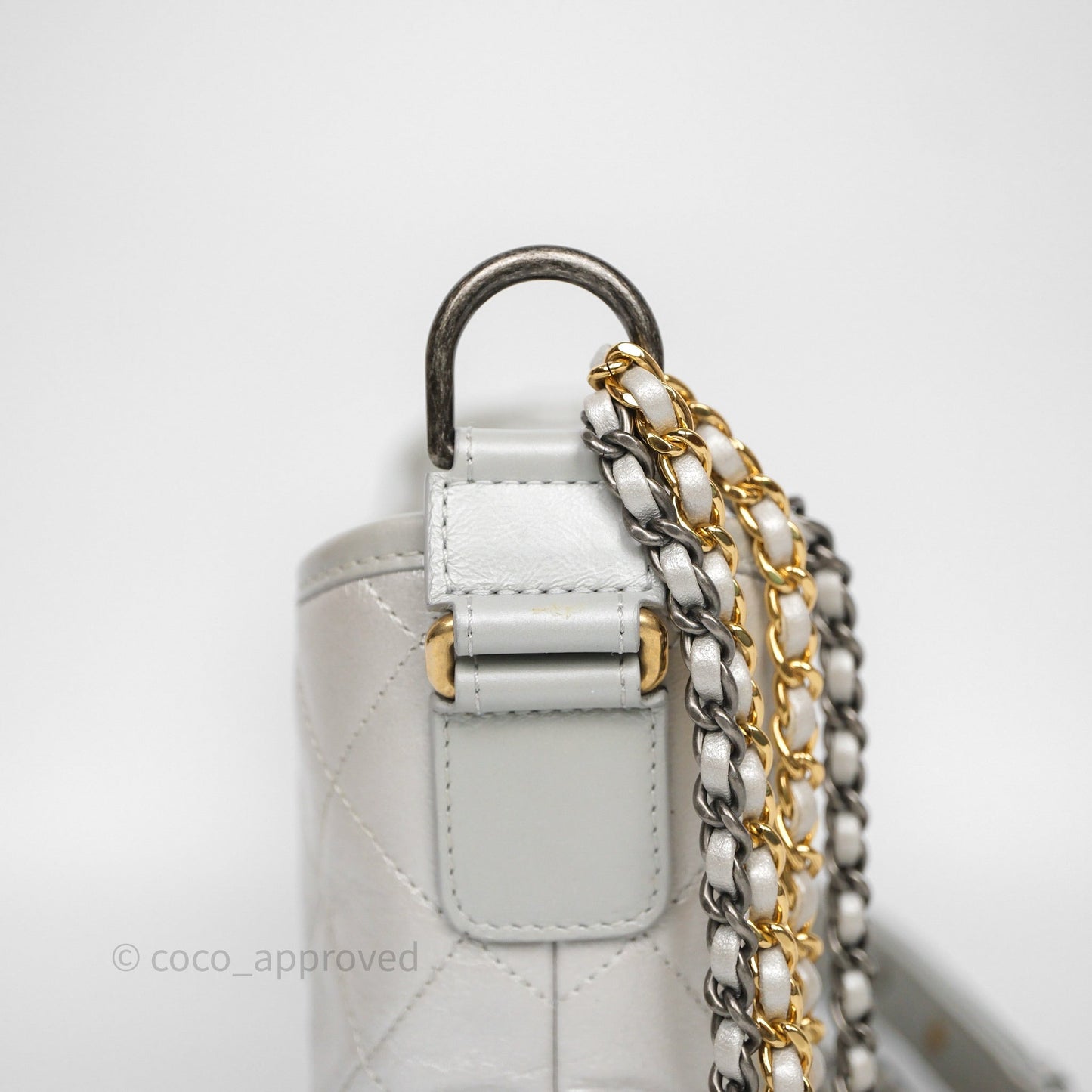 Chanel Small Gabrielle Hobo Quilted Pearly Iridescent Silver Aged Calfskin