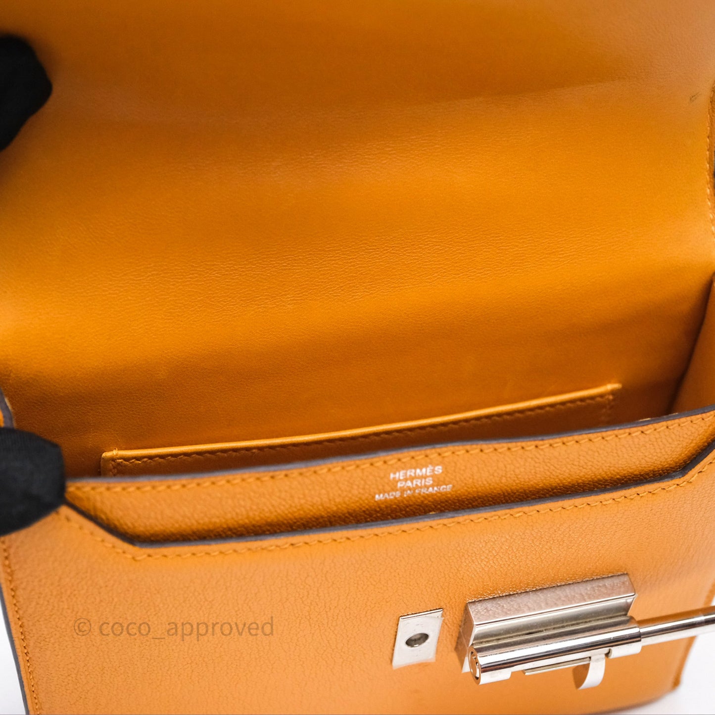 Hermes Mini Verrou Chaine Bag Chevre Mysore Toffee 1H Palladium Hardware