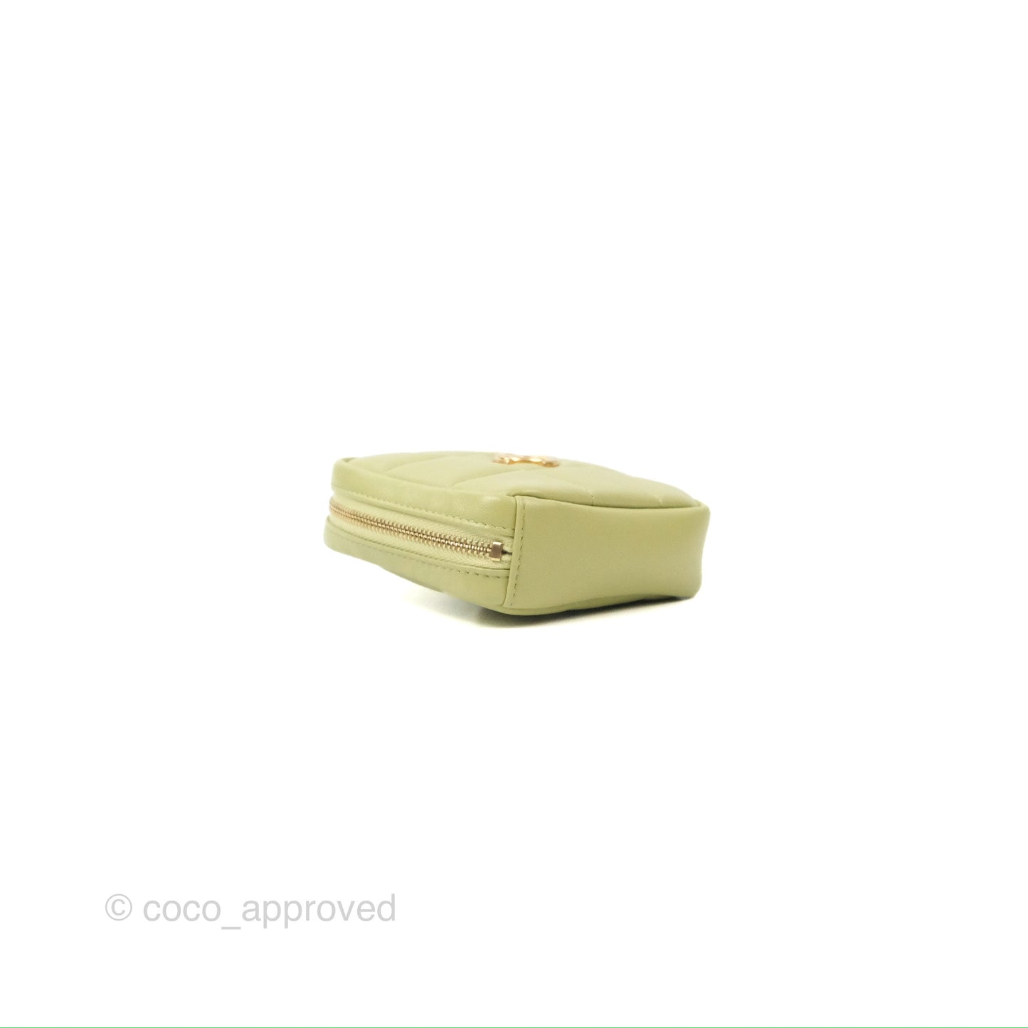 Chanel Diamond Belt Coin Purse Avocado Green Lambskin Gold Hardware