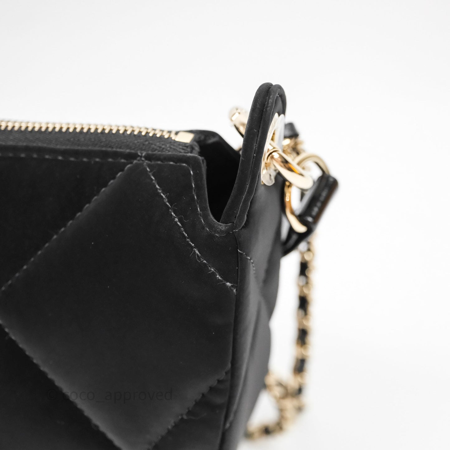 Chanel Clutch With Chain Velvet Effect Nylon Aged Gold Hardware