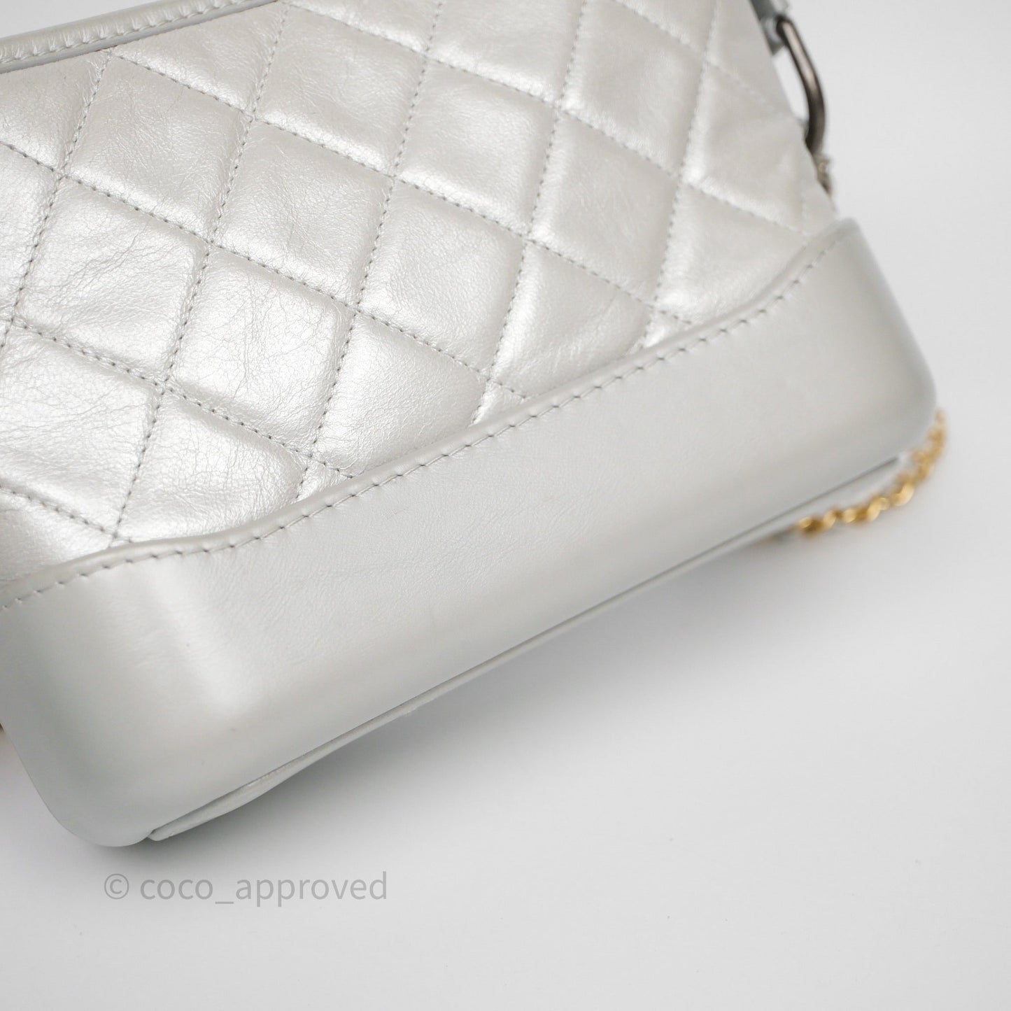 Chanel Small Gabrielle Hobo Quilted Pearly Iridescent Silver Aged Calfskin