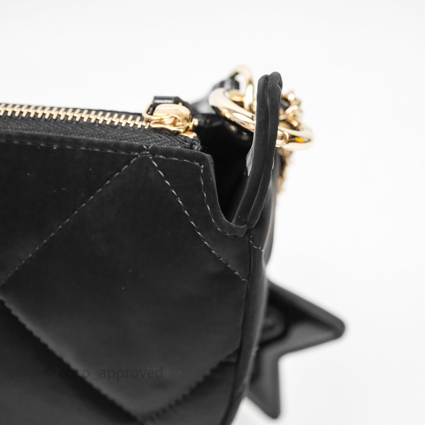 Chanel Clutch With Chain Velvet Effect Nylon Aged Gold Hardware