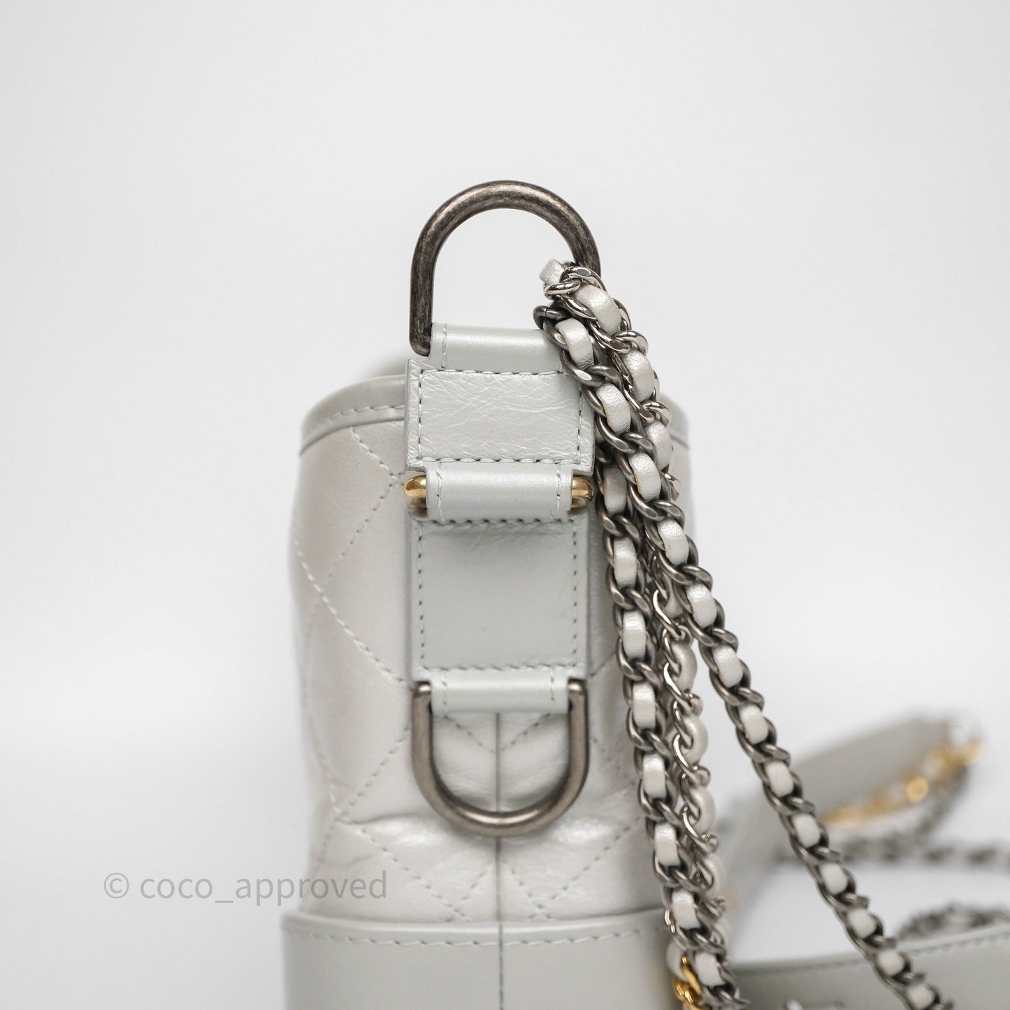 Chanel Small Gabrielle Hobo Quilted Pearly Iridescent Silver Aged Calfskin