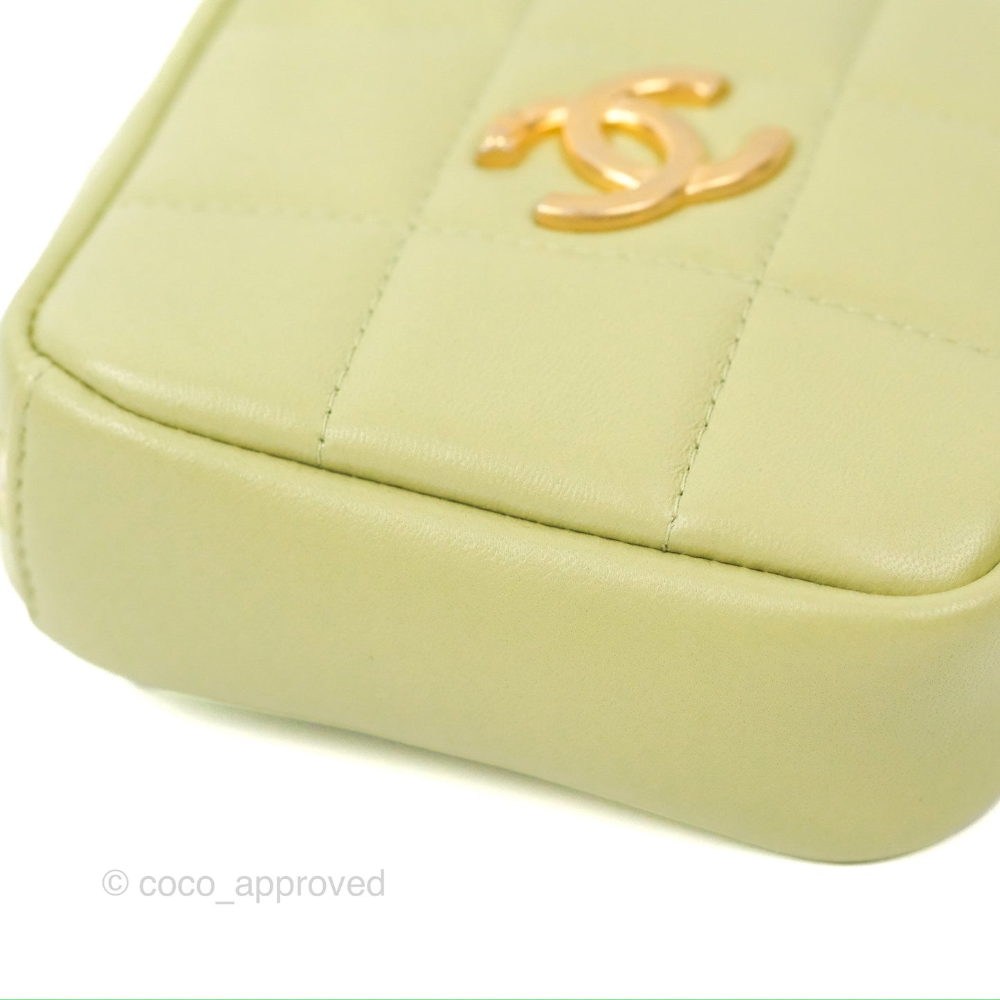 Chanel Diamond Belt Coin Purse Avocado Green Lambskin Gold Hardware