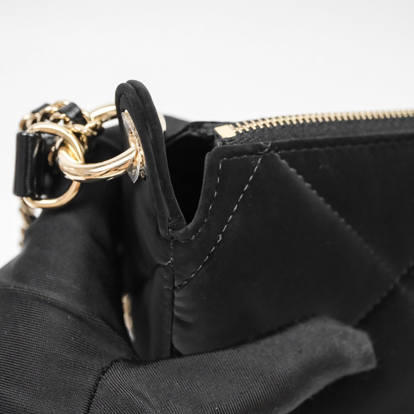 Chanel Clutch With Chain Velvet Effect Nylon Aged Gold Hardware