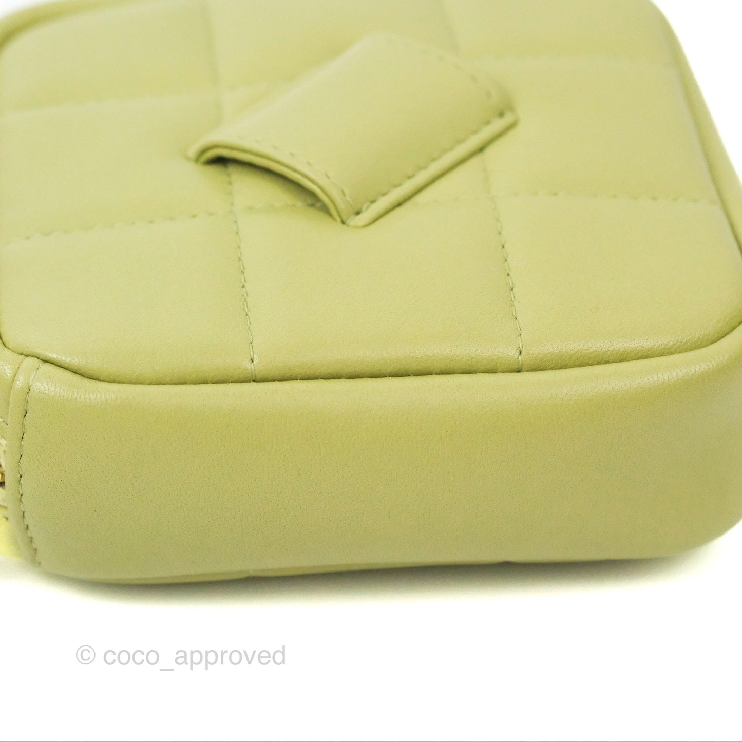 Chanel Diamond Belt Coin Purse Avocado Green Lambskin Gold Hardware