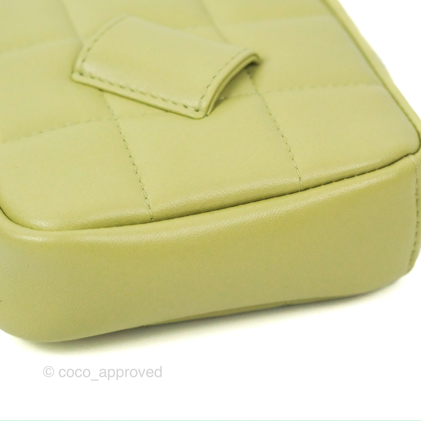 Chanel Diamond Belt Coin Purse Avocado Green Lambskin Gold Hardware