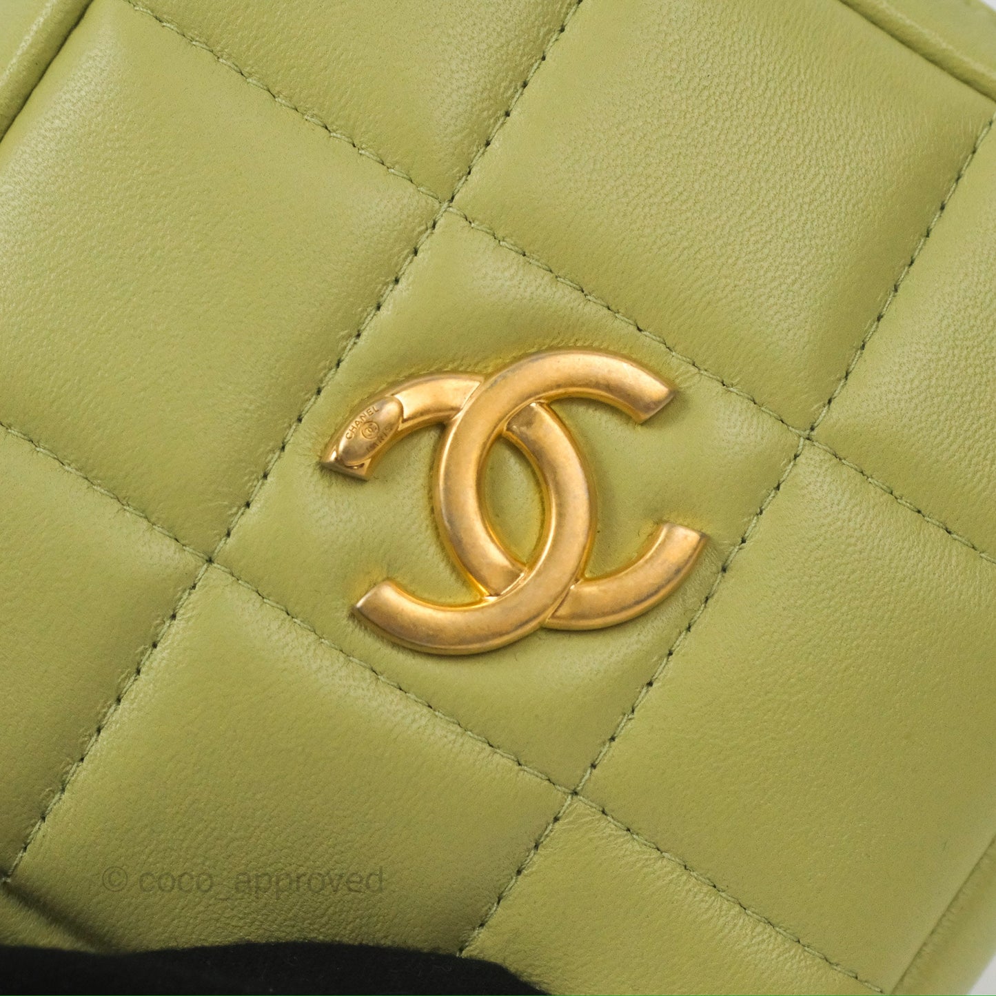 Chanel Diamond Belt Coin Purse Avocado Green Lambskin Gold Hardware