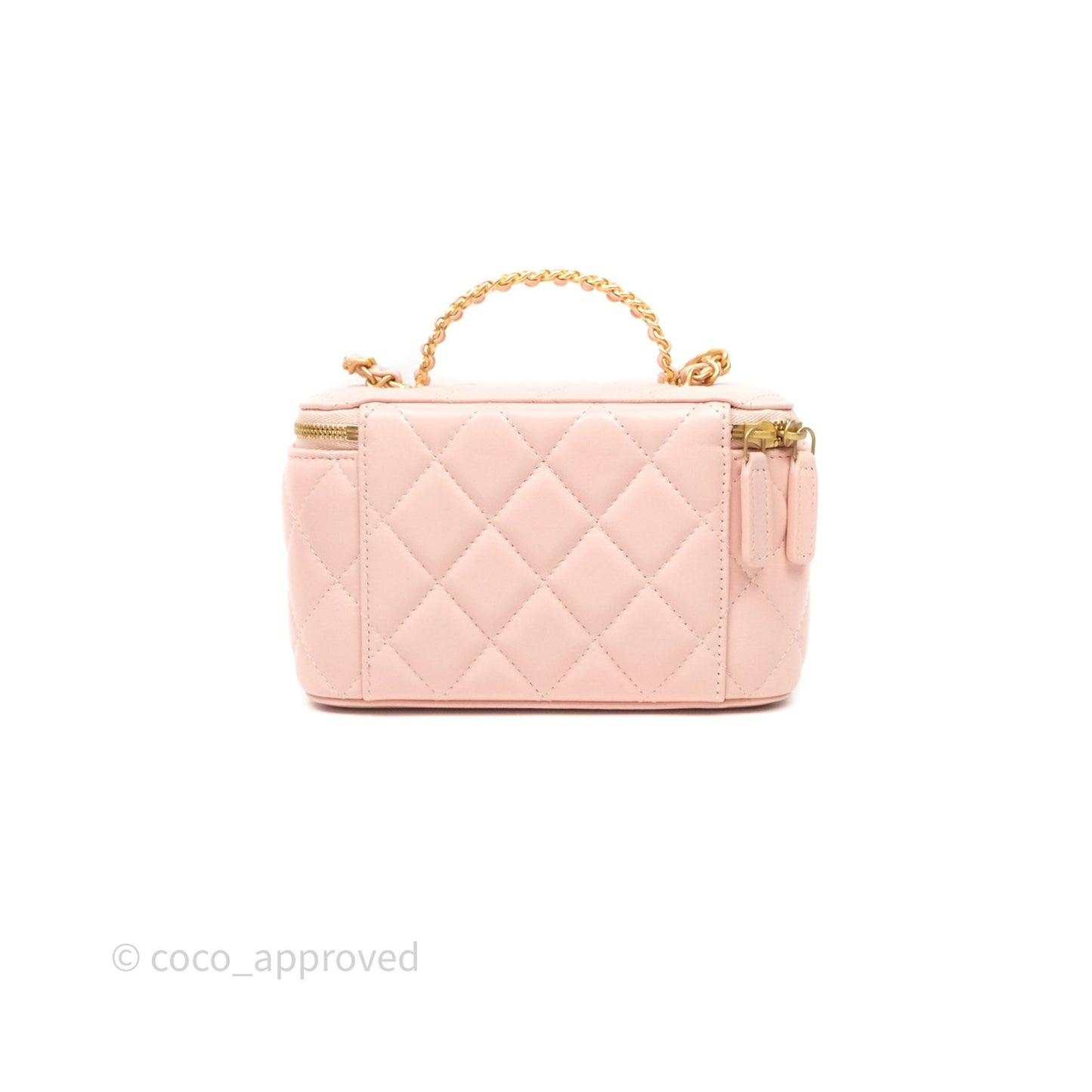 Chanel Vanity Rectangular Top Handle Pink Lambskin Gold Hardware