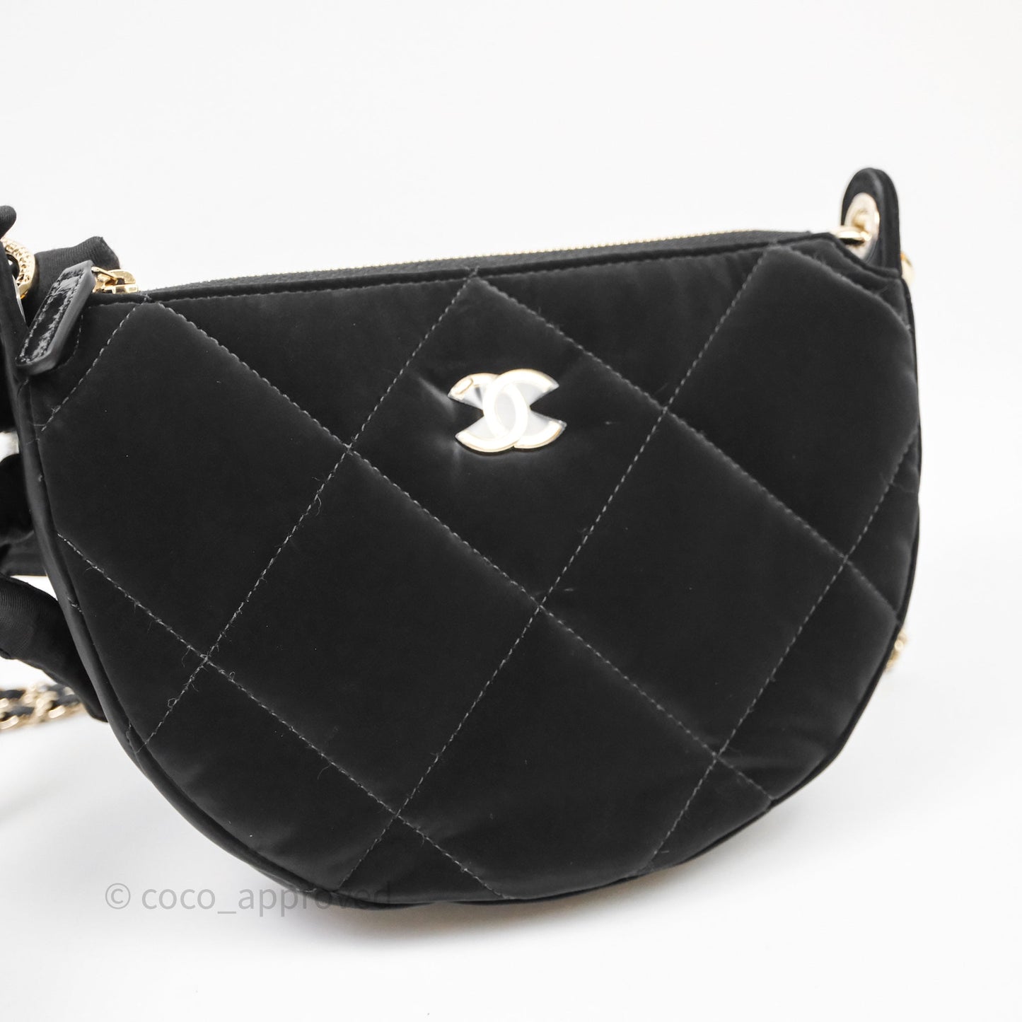 Chanel Clutch With Chain Velvet Effect Nylon Aged Gold Hardware