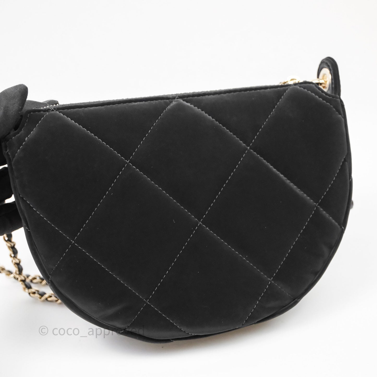 Chanel Clutch With Chain Velvet Effect Nylon Aged Gold Hardware