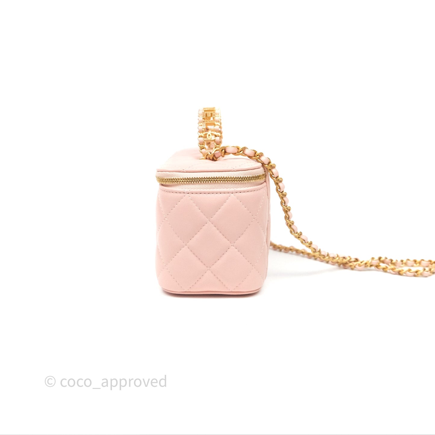 Chanel Vanity Rectangular Top Handle Pink Lambskin Gold Hardware
