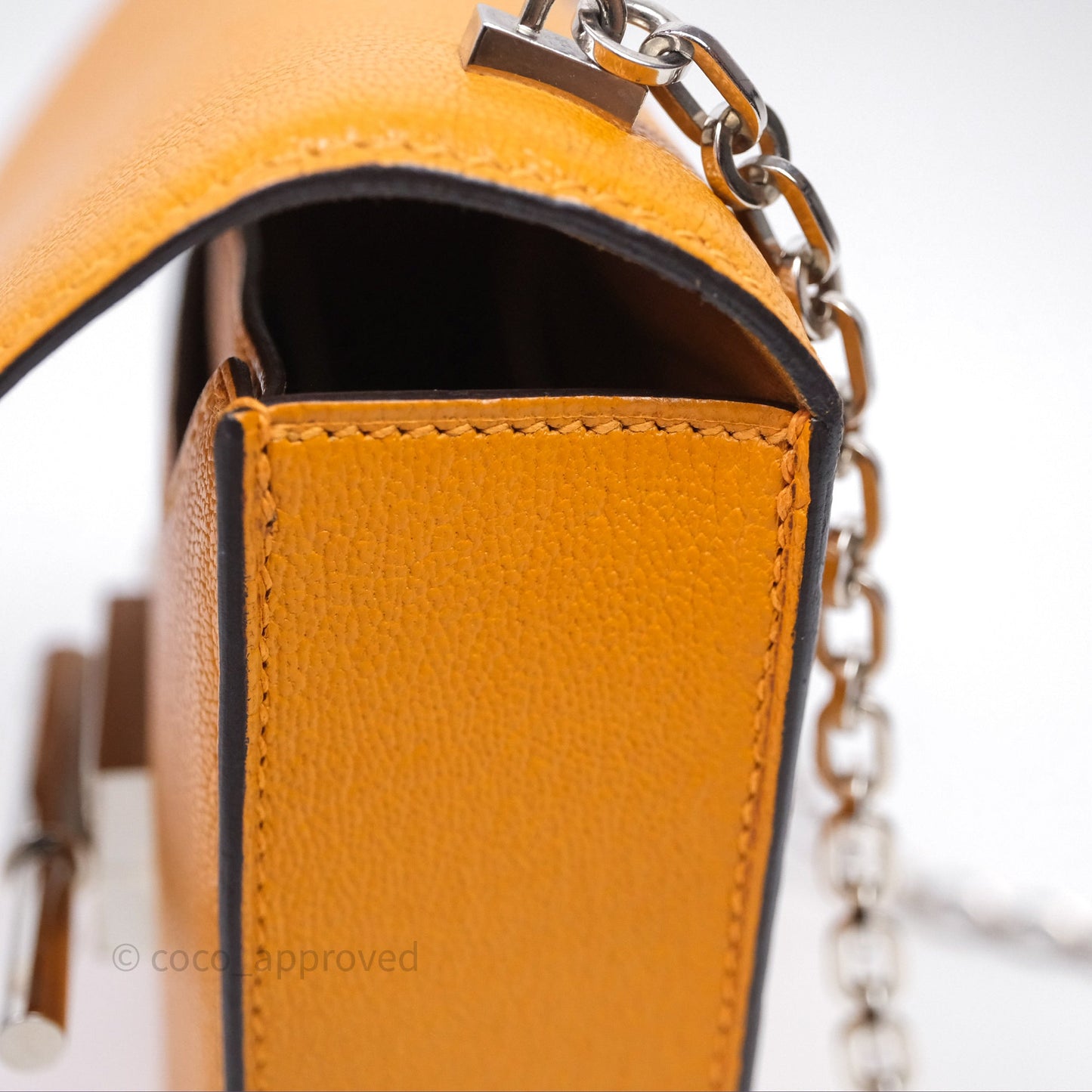 Hermes Mini Verrou Chaine Bag Chevre Mysore Toffee 1H Palladium Hardware