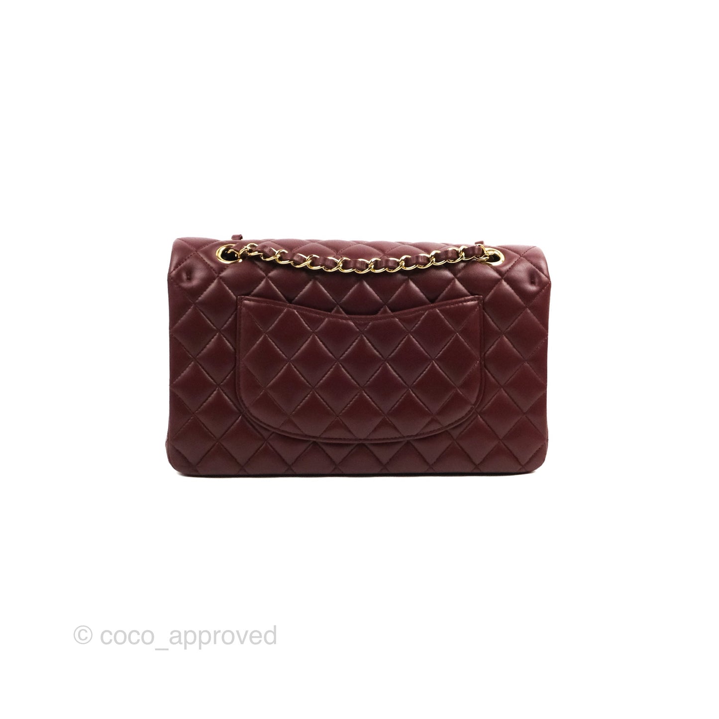 Chanel Classic M/L Medium Flap Quilted Burgundy Lambskin Gold Hardware